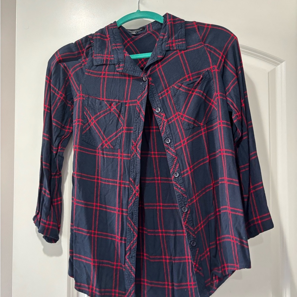 Chocolate Navy and Red Button-up Shirt